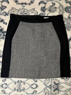 J. Crew Black and White Chevron Pencil Skirt